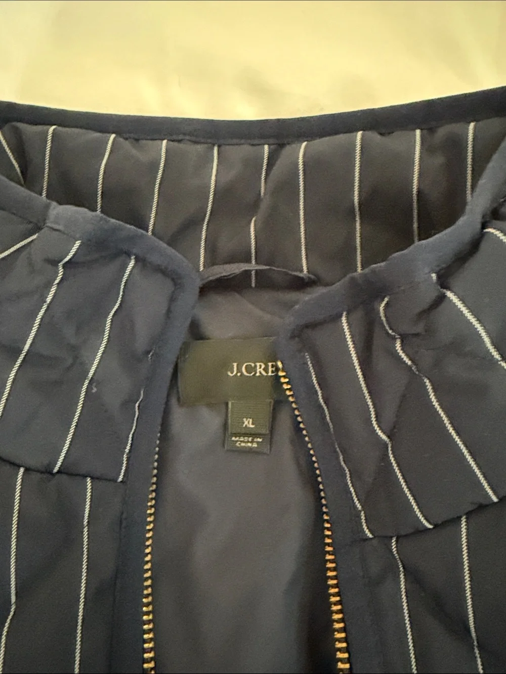 J.Crew women’s navy Pinstripe Quilted Vest